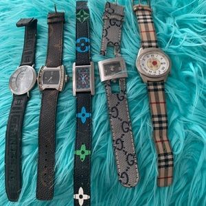 Gucci watch, Louis Vuitton and Chanel
